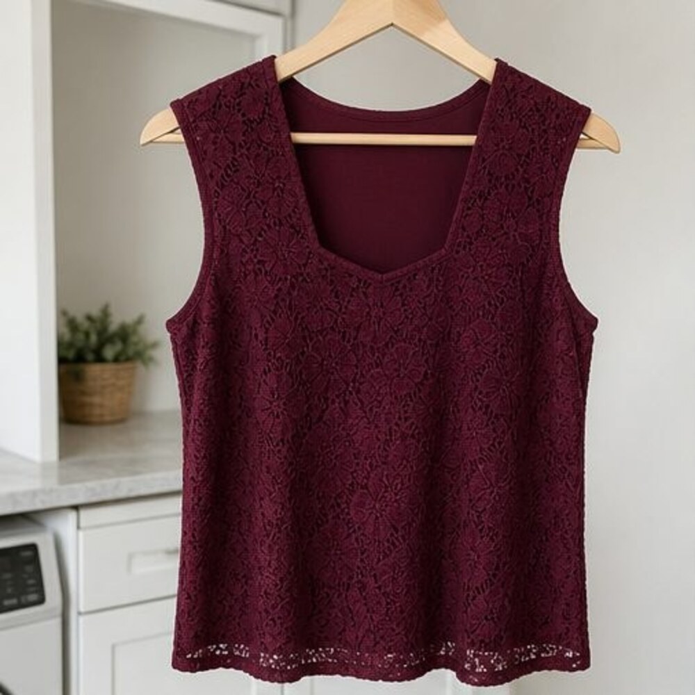 Burgundy V Neck Top